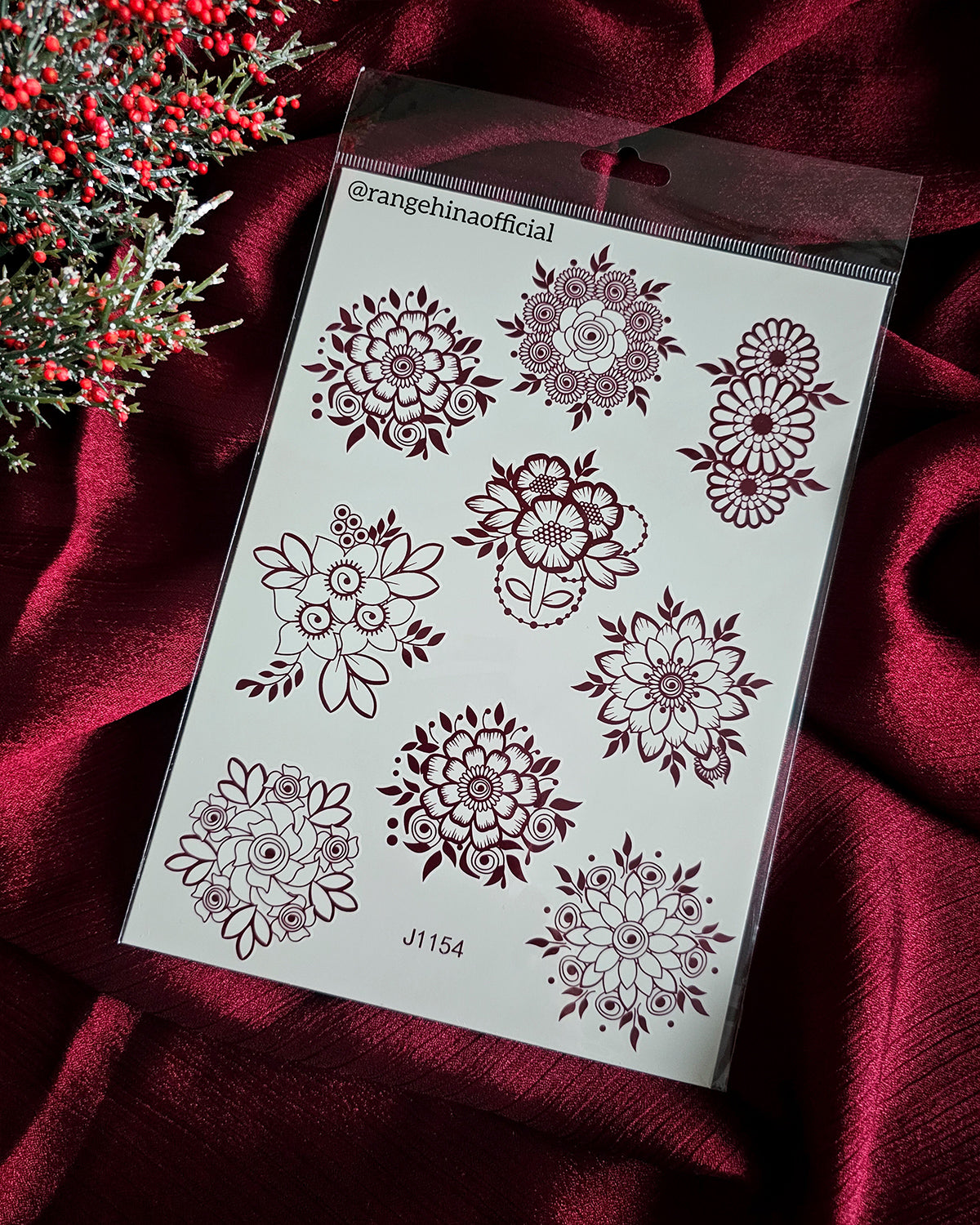 Temporary Henna tattoo - J1154 ( Maroon )